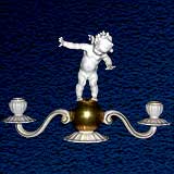 [イメージ]フッツェンロイター(C.1940-50) 金彩白磁天使付きキャンドルホルダー Tuttor作